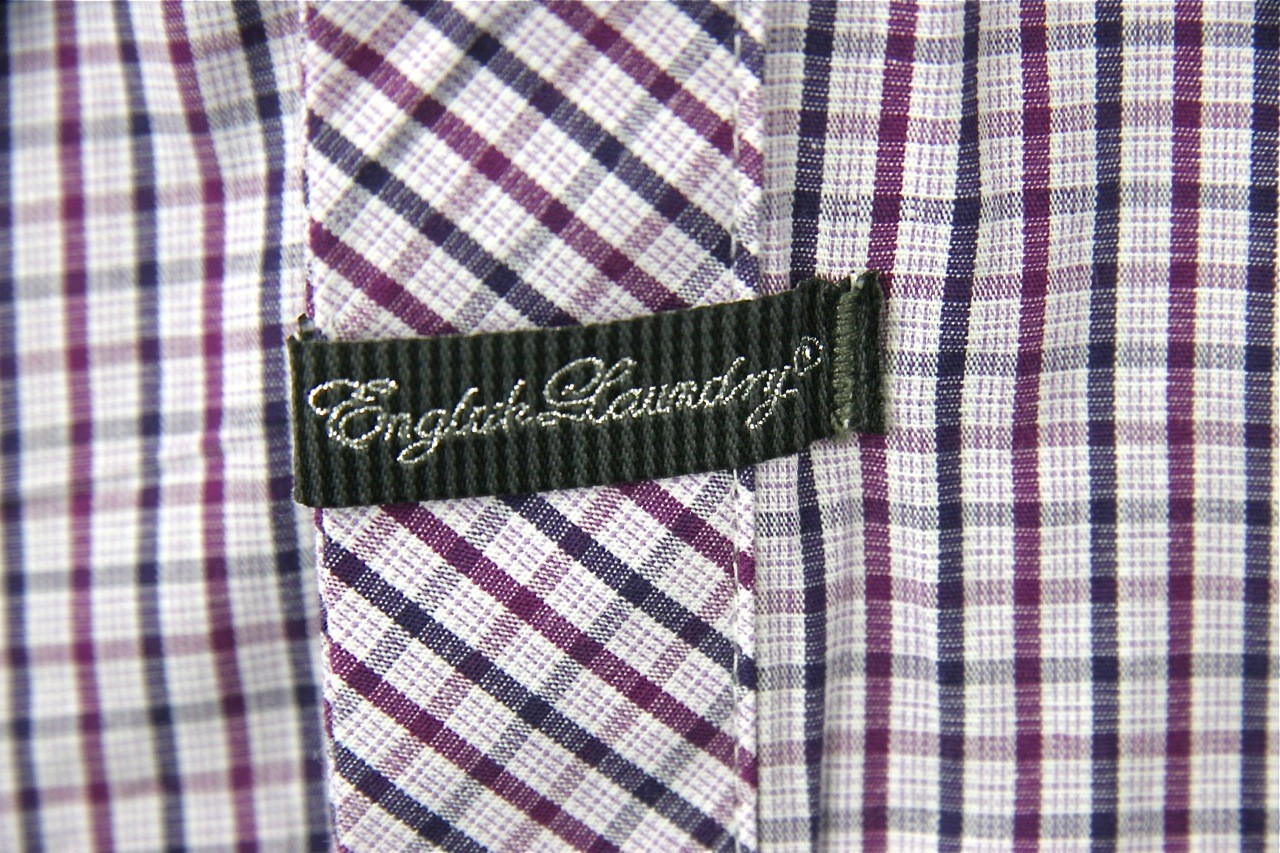 English Laundry Shirt Blaque Label Style ELW 1215 Poynton Purple Check Cotton
