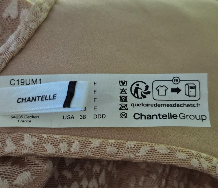 Chantelle C19UM1 Underwire Unlined Full Coverage Bra size 38DDD