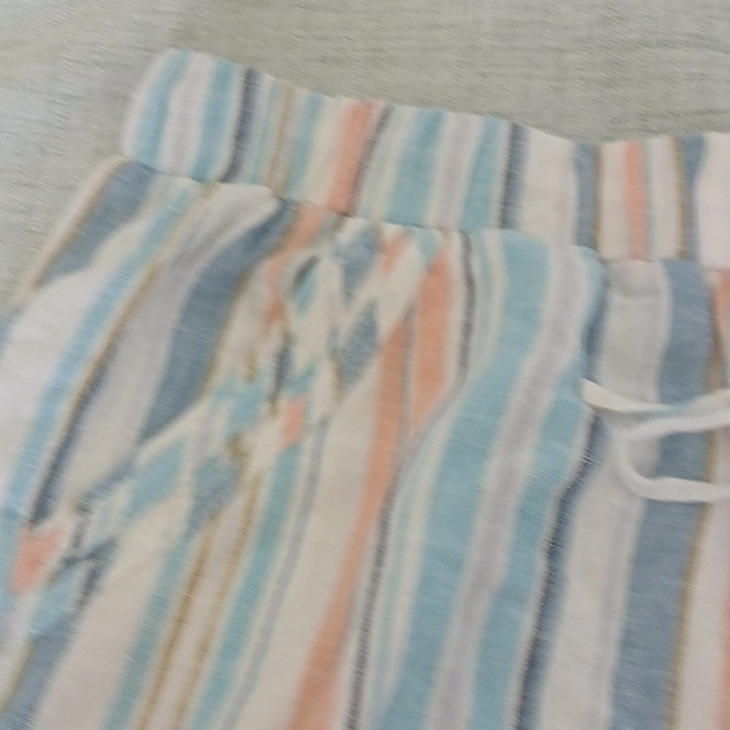 Briggs Women’s Size XL Blue Orange White Stripe&Green Linen Blend Shorts 2 pair