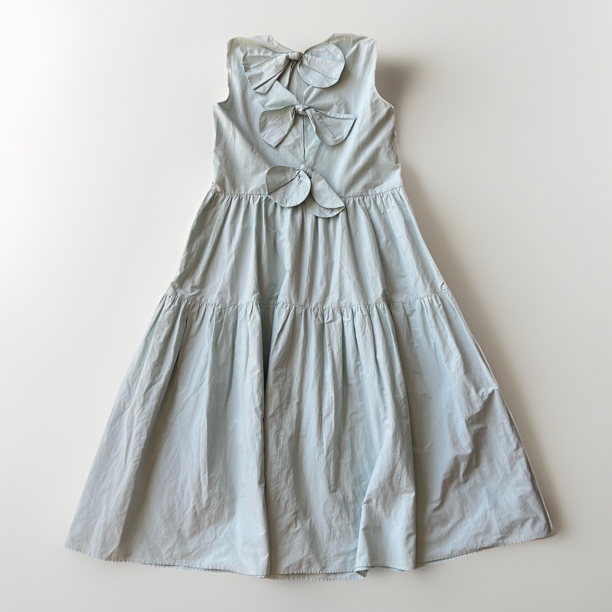 Red Valentino Light Blue Tiered Bow Back Cotton Poplin MIDI Dress IT 42 US 6