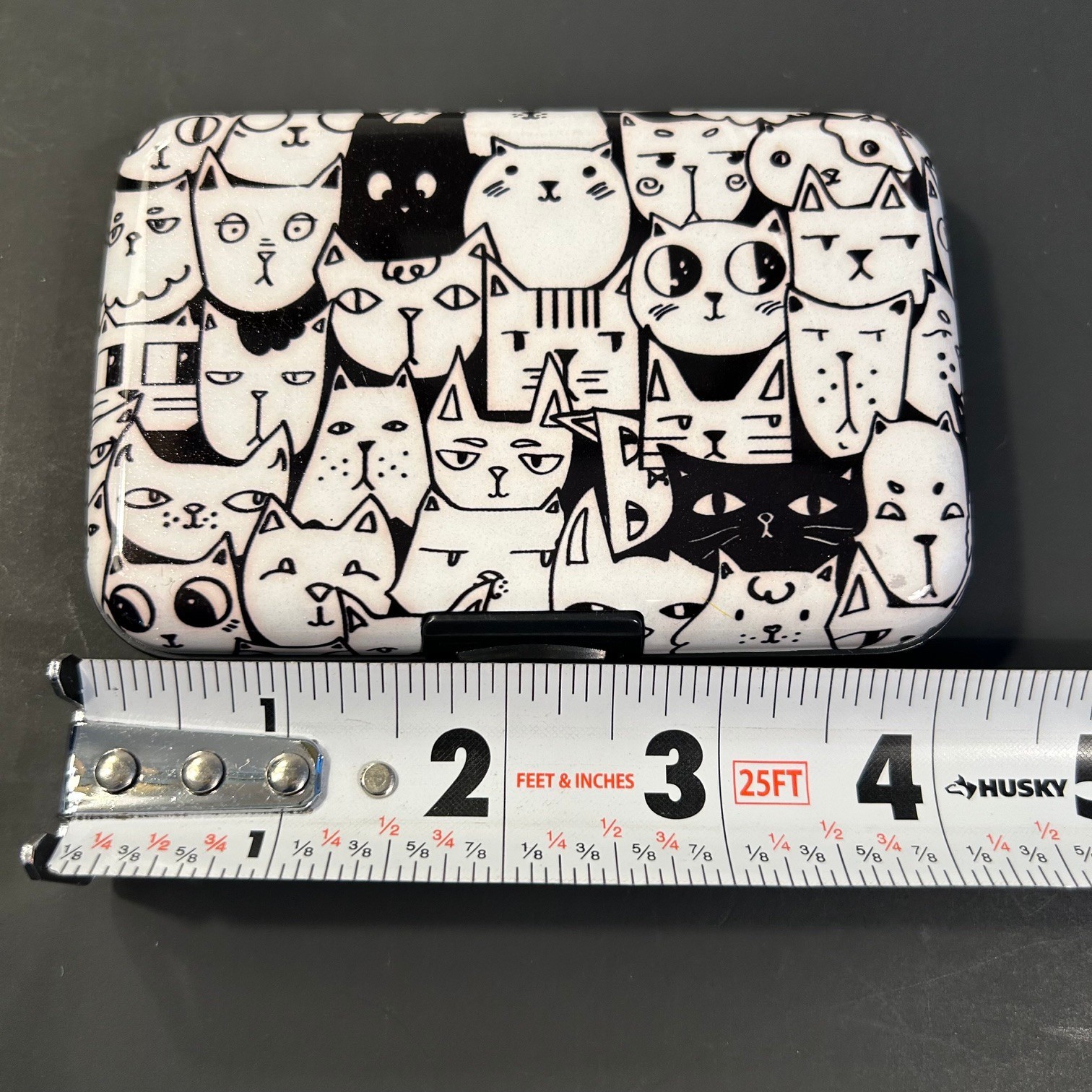 Mini Compact Wallet Black/White Cats Credit Cards Business Card Slotted Holder
