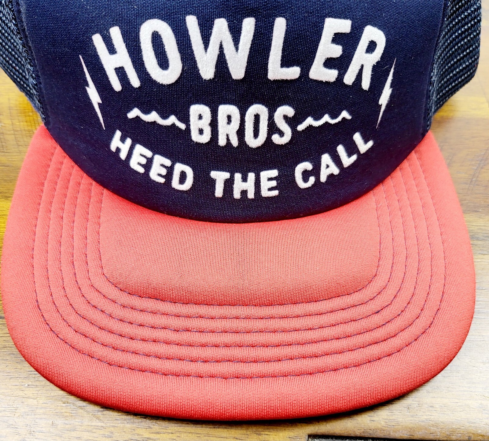 Howler Bros Mesh Foam Polyester SnapBack Hat Heed The Call Blue Wide Brim Cap