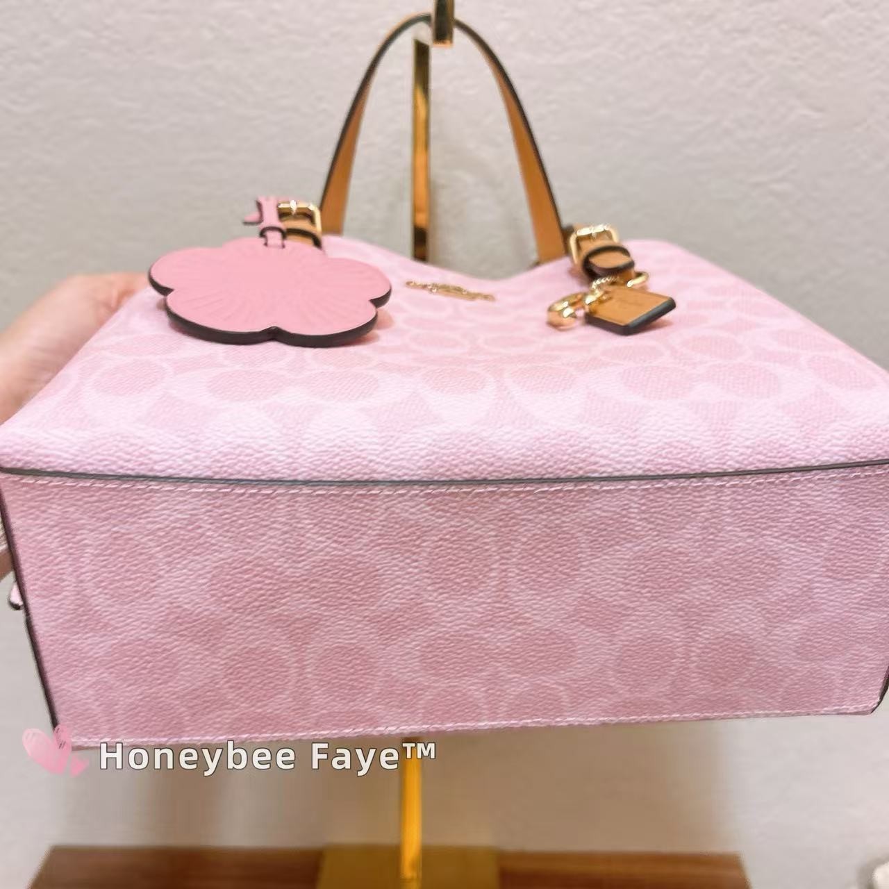 NWT Coach CER24 Mollie Tote Bag 25 In Signature Canvas With Charms Powder Pink