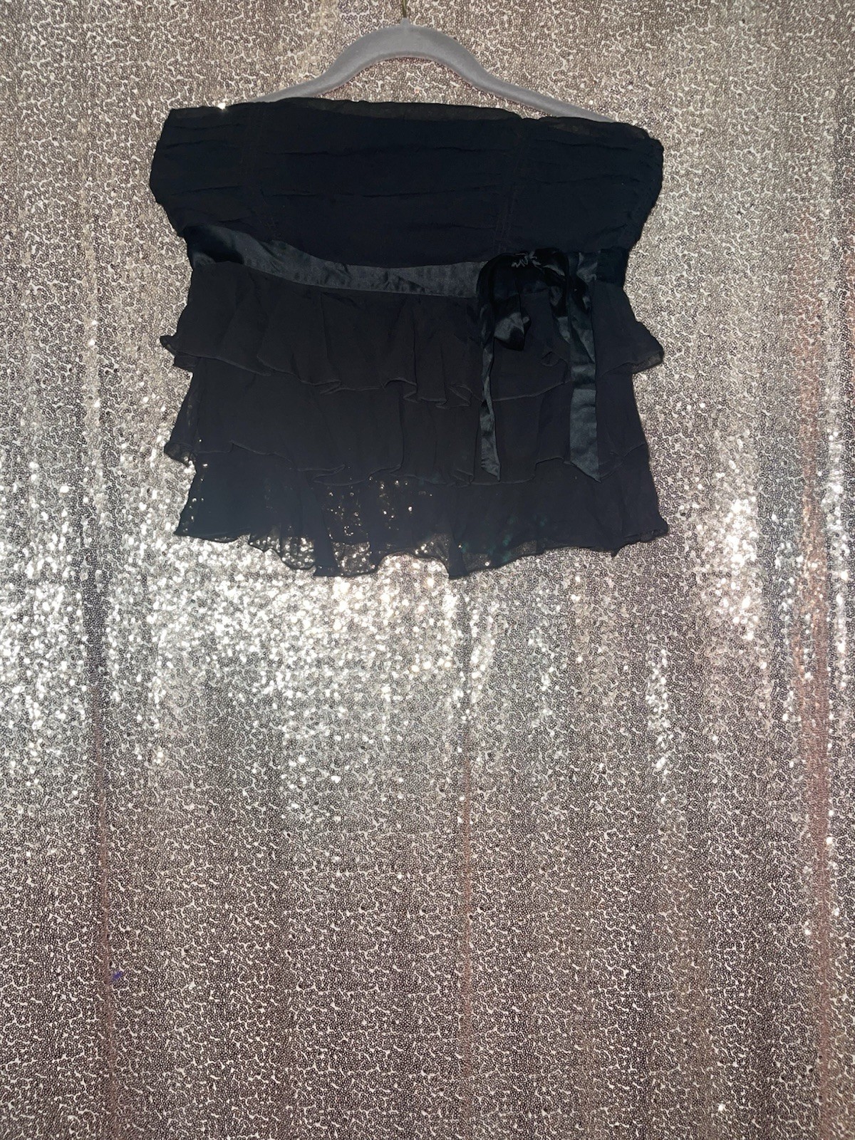 Cute, Ruffled “Date Night” Top, From Bebe. Black, And Beautiful, Size Medium.