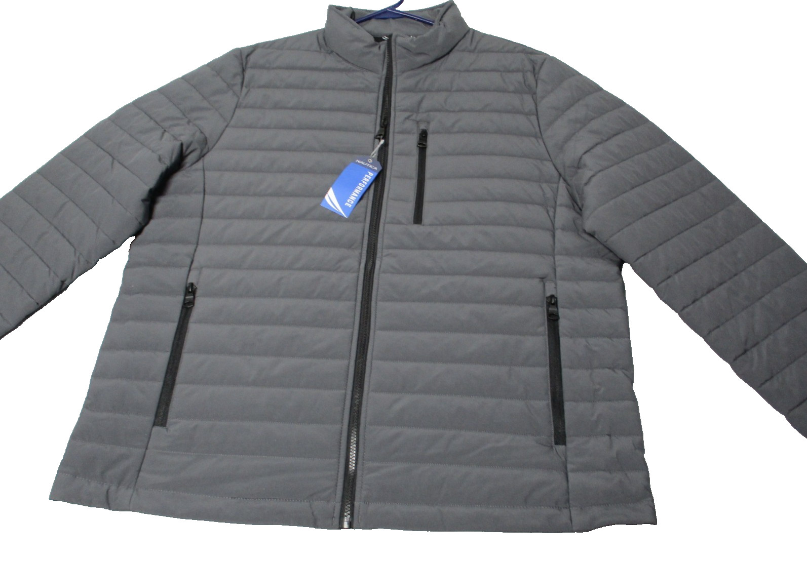 Nautica Puffer Jacket Performance Active Stretch Water Resist Gray Mens Large
