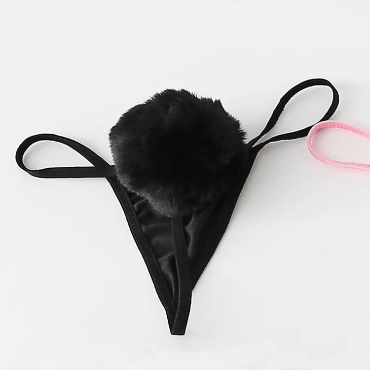 Soft Rabbit Tail Sexy Lingerie G String Female Underwear Thong Briefs Panties