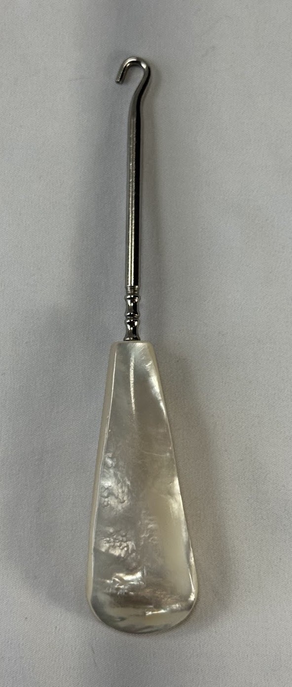 VINTAGE VICTORIAN SHOE BOOT BUTTON HOOK FANCY ABALONE MOTHER OF PEARL HANDLE