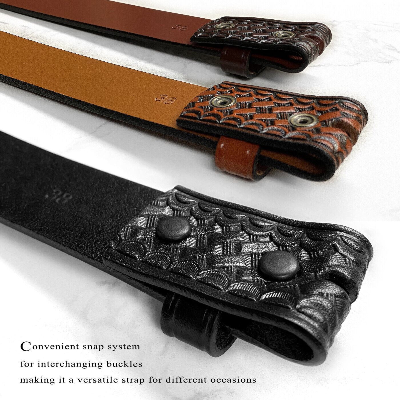 Basketweave One Piece Full Grain Cowhide Leather Belt Strap 1-1/2″(38mm) Wide