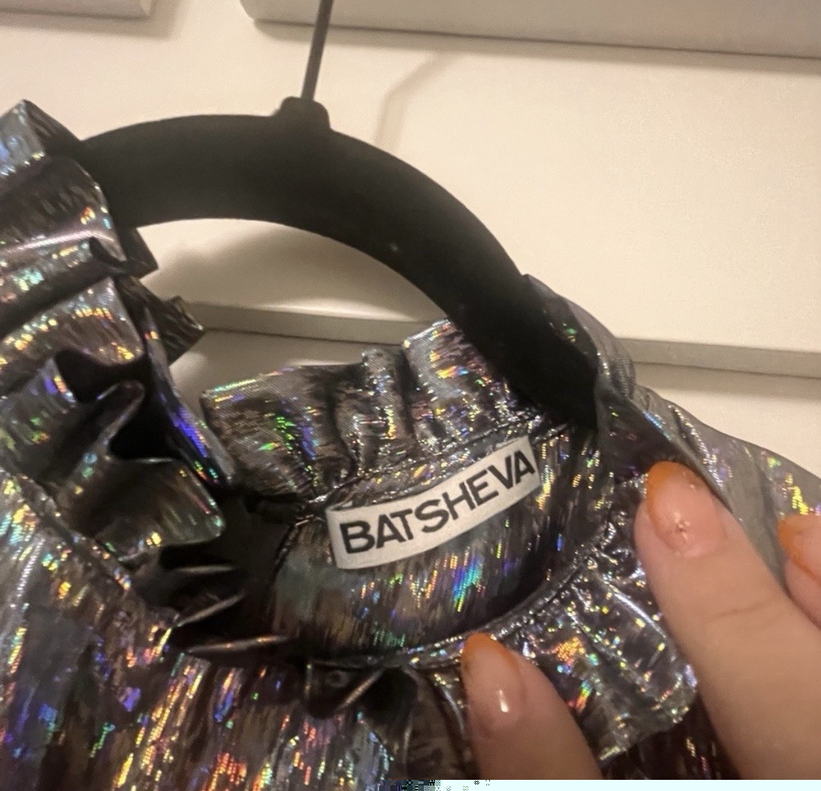BATSHEVA Silver Iridescent Holographic Mini Dress size 12