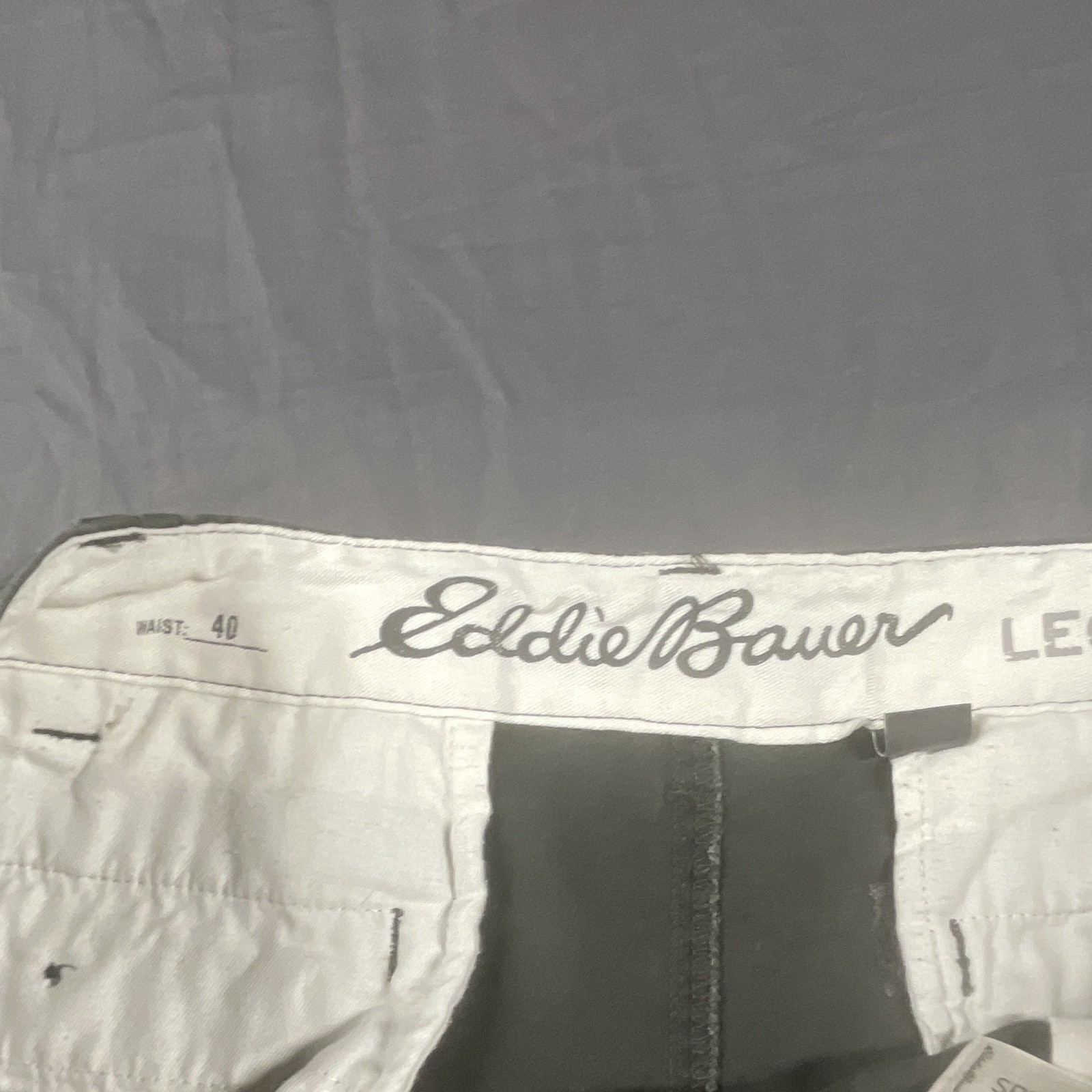 Eddie Bauer Men’s Dark Gray Shorts Canvas Zip Pockets Flat Front Solid