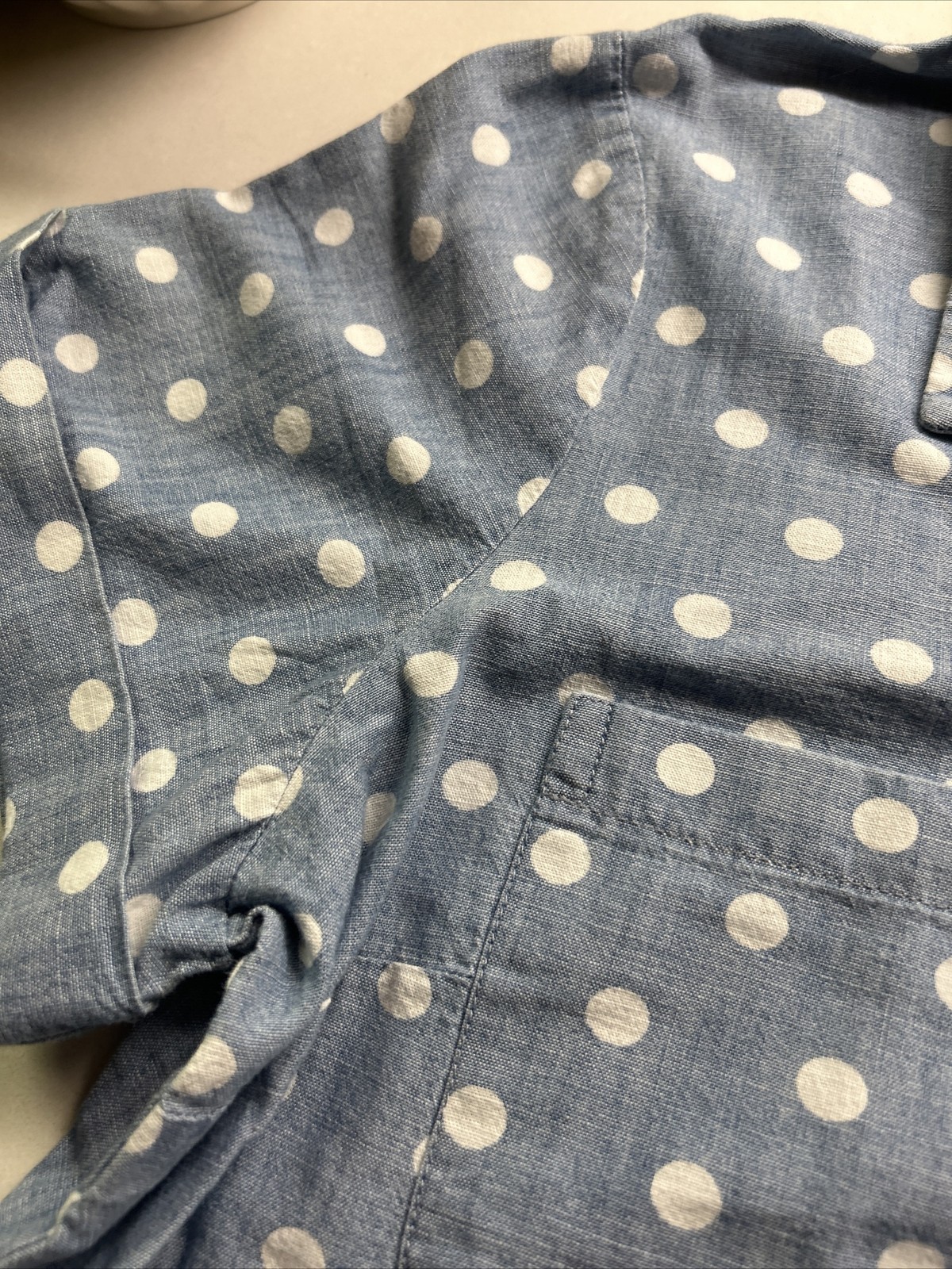 NWT TOMMY HILFIGER Tops Size XL LIGHT BLUE/WHITE Polka Dot BUTTON UP Blouse/POLK