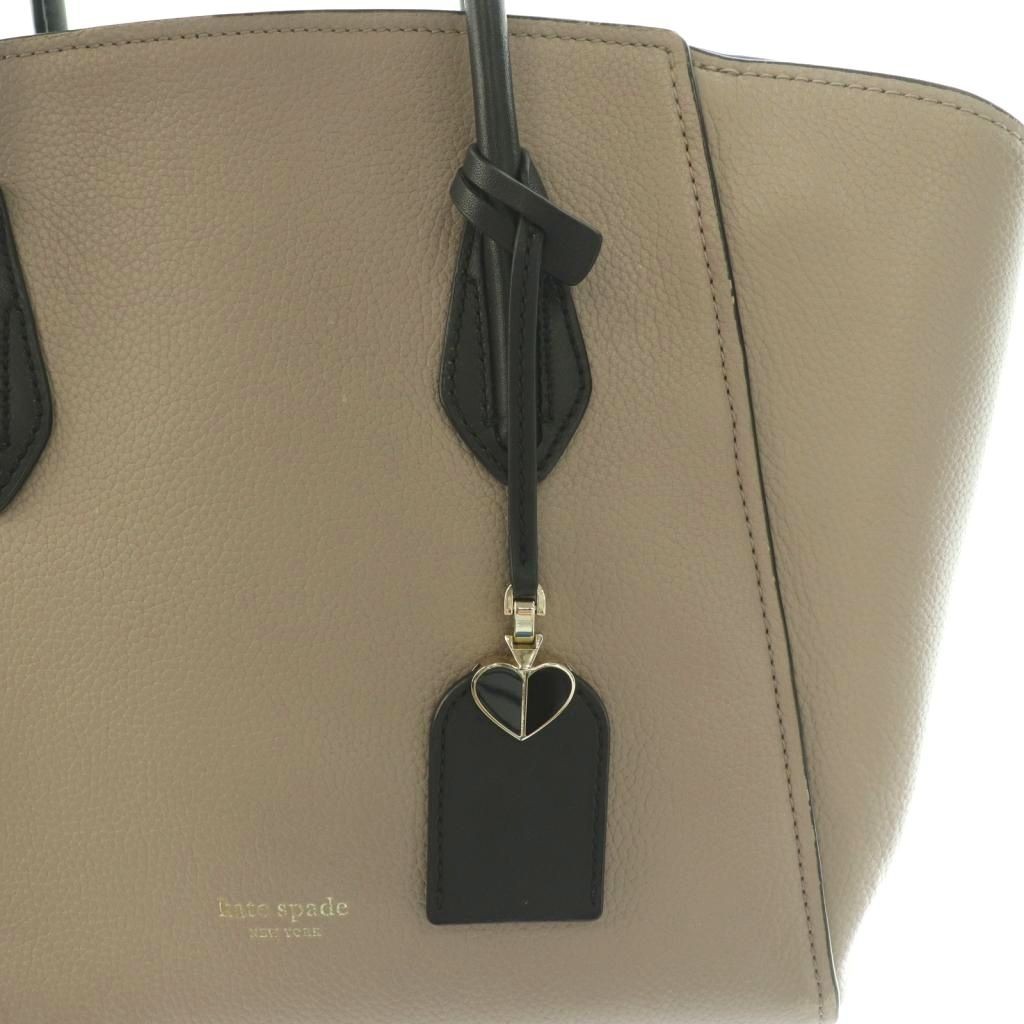 Used Kate Spade Grace Medium Satchel Handbag Leather Two Tone Color Greige Black