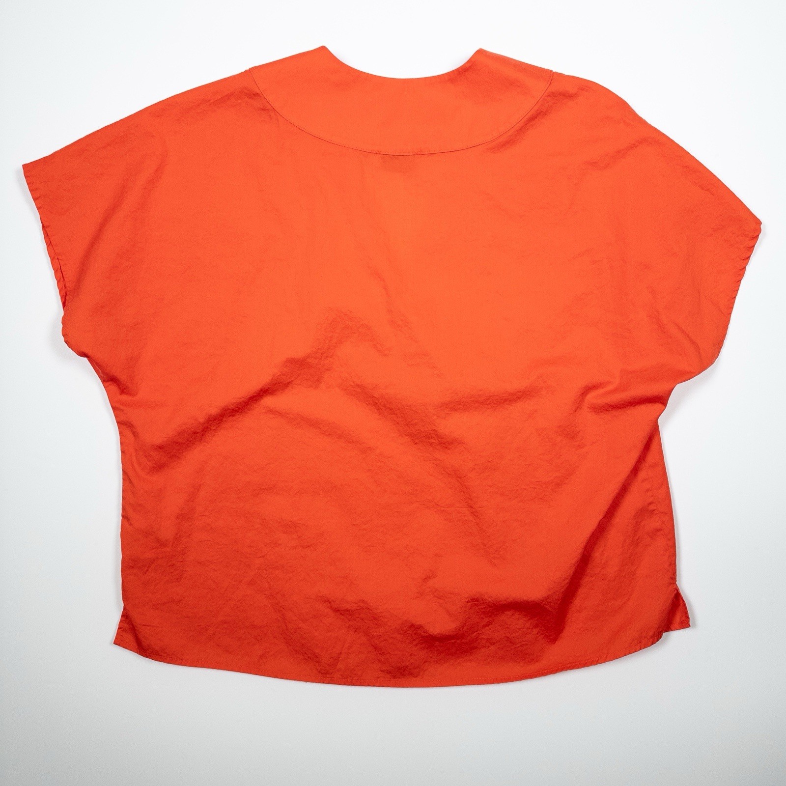 Harshman Los Angeles Orange V-Neck Short Sleeve Blouse Boxy Oversized Top M