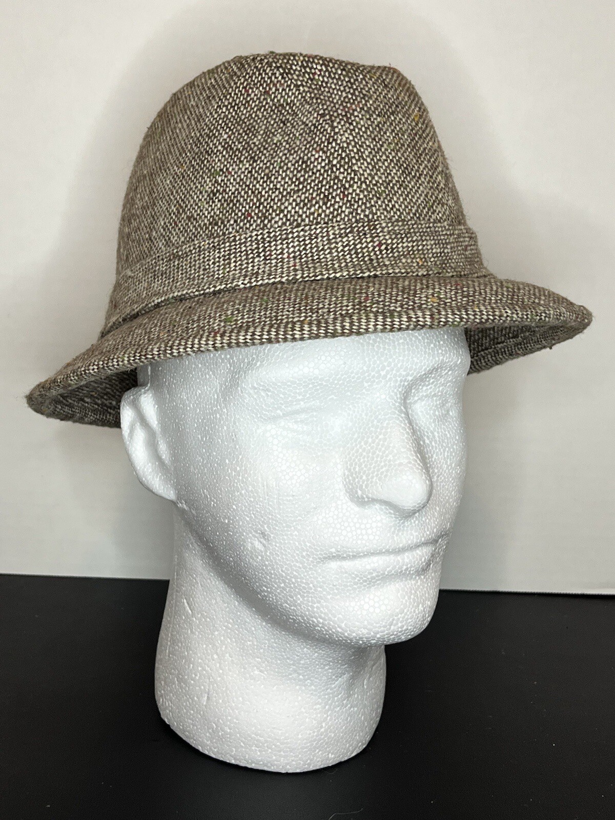 Grey Fadora All Weather Hat King Charles Fabric VGT USA Medium Tweed Inspector