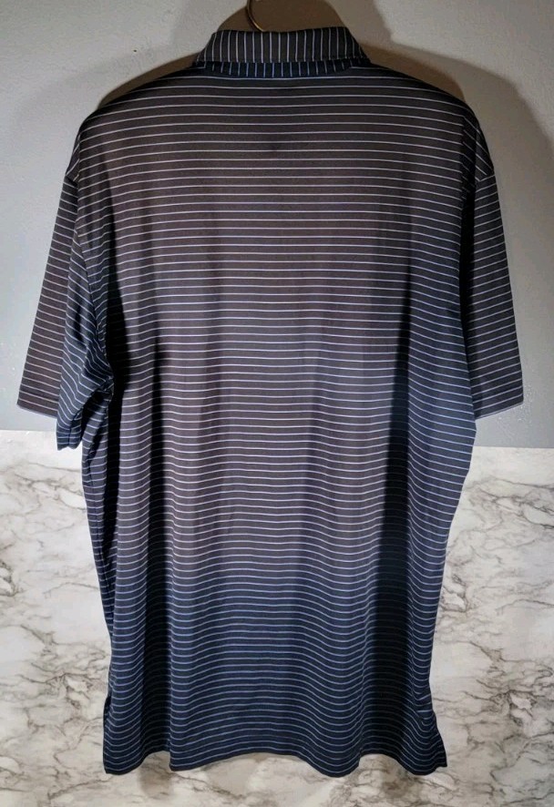 Peter Millar Summer Comfort Black Blue Striped Polo Shirt / Men’s Size Large