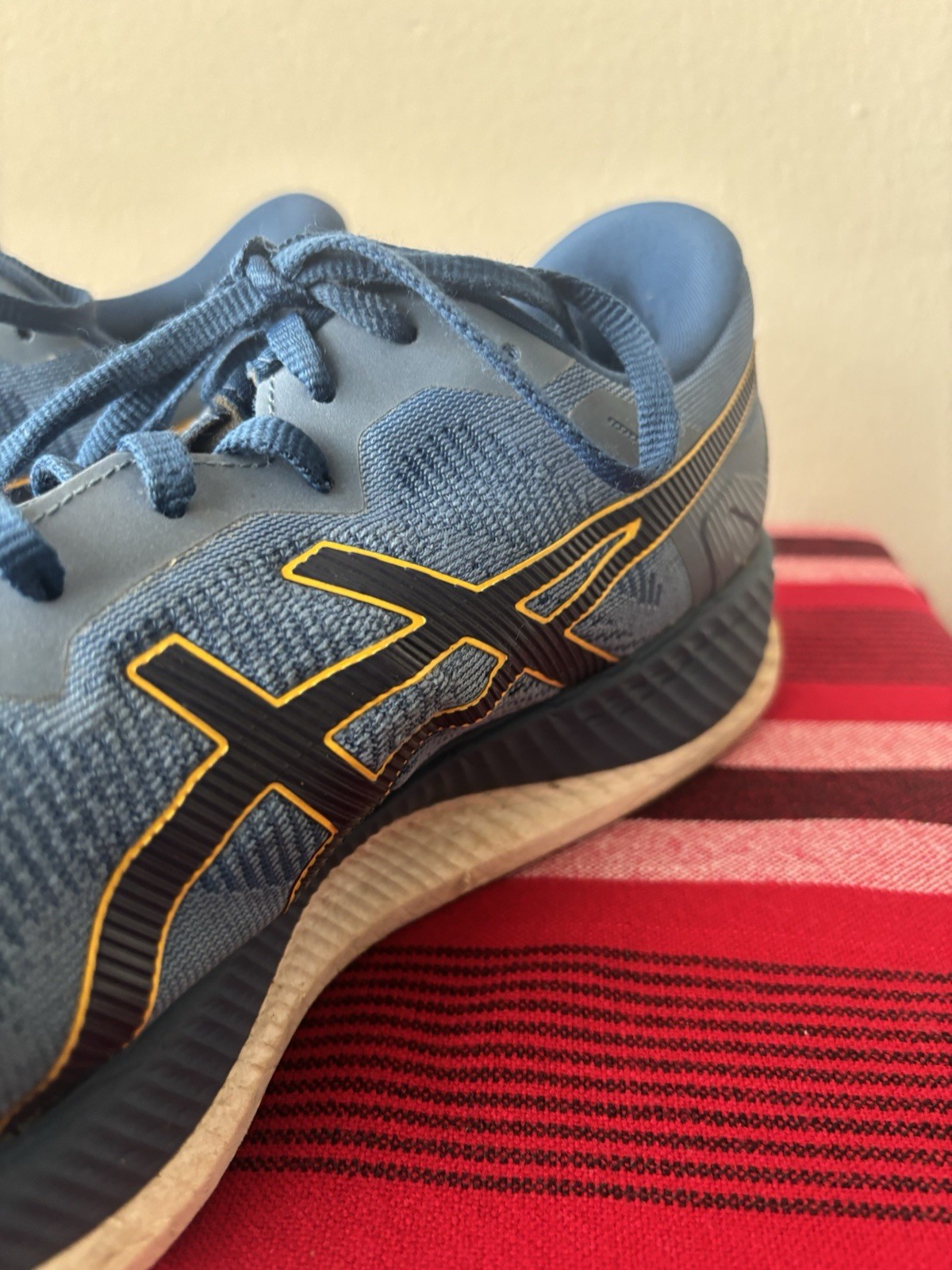 Size 13 – Asics GlideRide Mako Blue Men Pre-Owned 1011A817 Synthetic Fiber Upper
