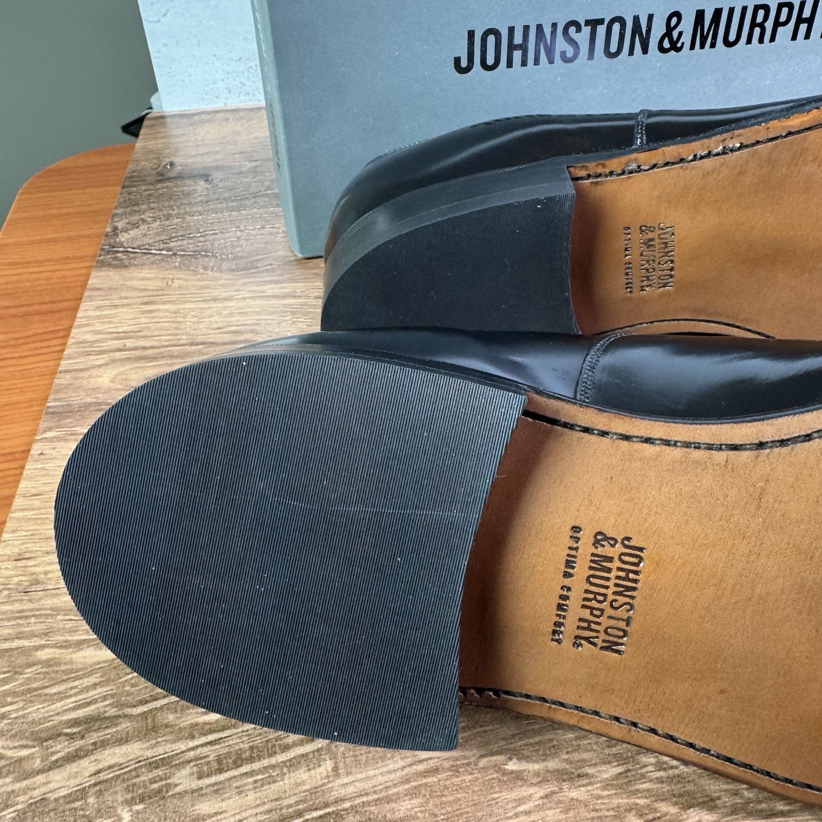 Johnston & Murphy Melton 22-2981 Black Oxford 12 3E New In Box Optima Comfort