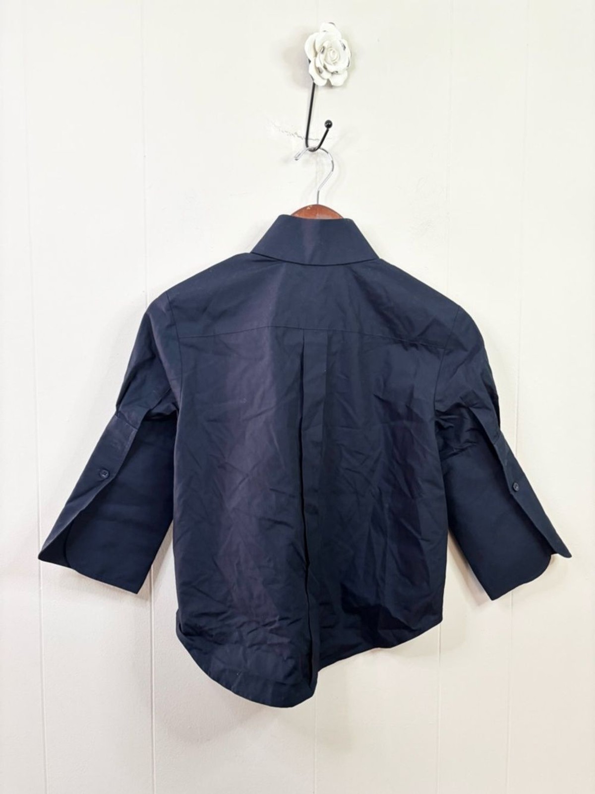 Masshiro & Co cha blouse navy blue structured cotton poplin blouse size XS