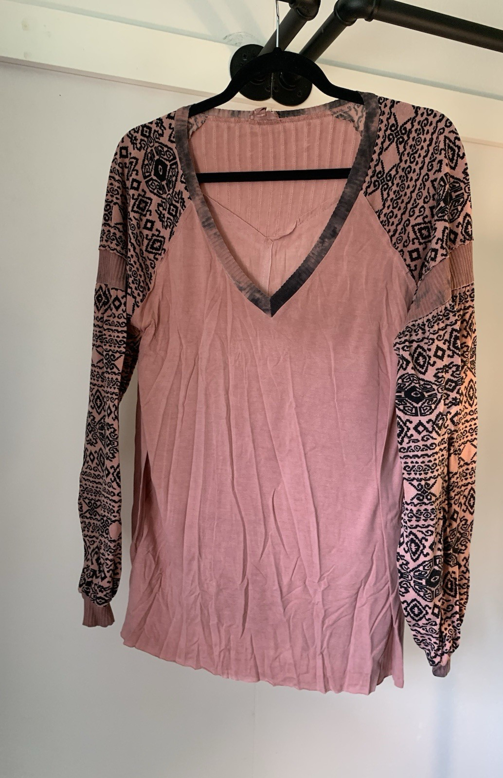 POL Women’s Balloon Sleeve Small Distressed BOHO Coral