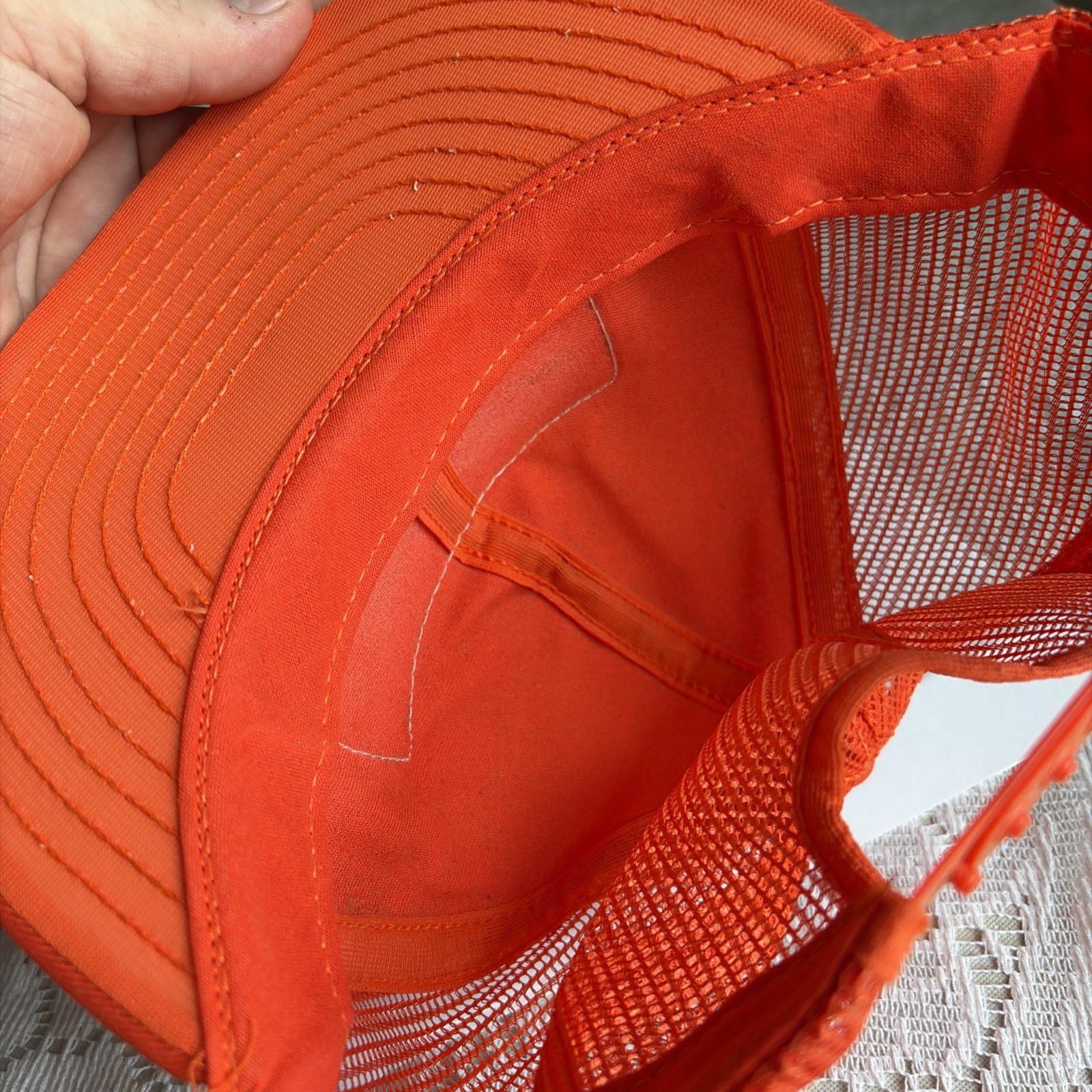 Vintage Porter Paints Patch Trucker Hat Louisville Mfg Co Orange Mesh Back EUC