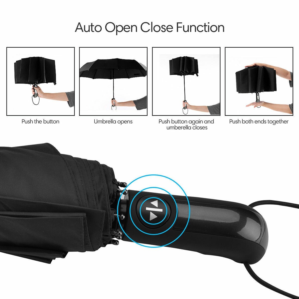 Windproof Travel Umbrellas for Rain – Easy Auto Open Close, Durable & Compact Um