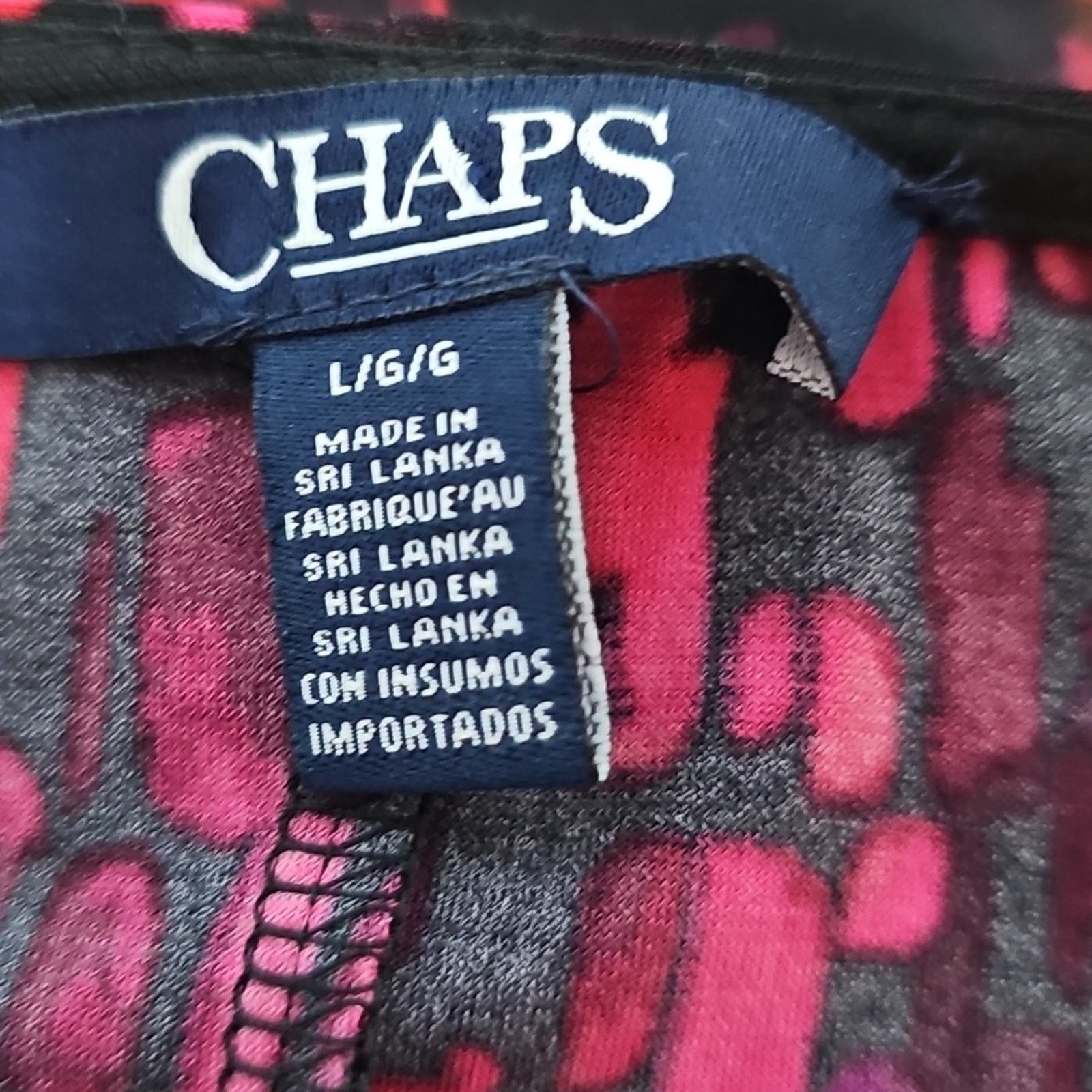 Chaps By Ralph Lauren Size L Sheath Dress Red Black Pink