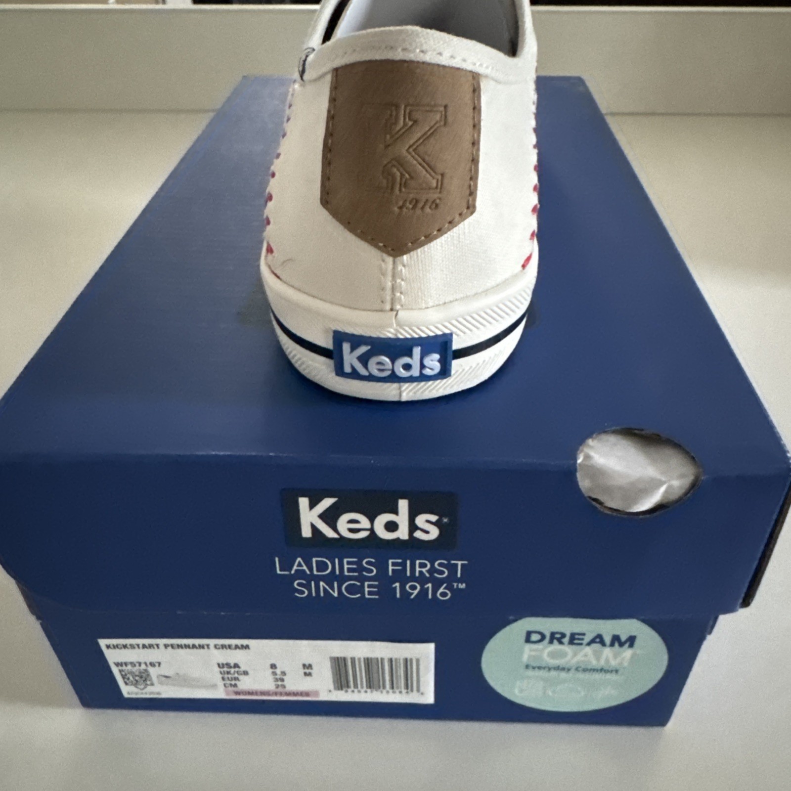 Keds Kickstart Pennant, Sneaker Womens, Cream, 8 Medium