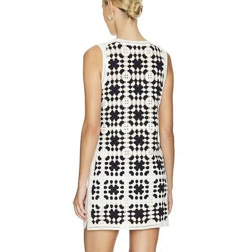 Frame Crochet Pop Over Tassel Mini Dress In Navy Women’s Size X-Small