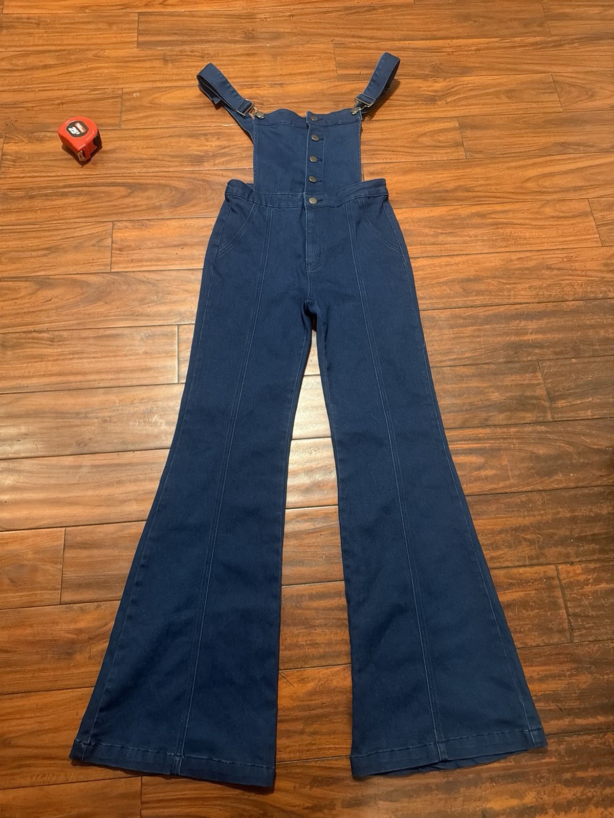 Flying Tomato Denim Overalls High Rise Bell Bottom Denim Size M
