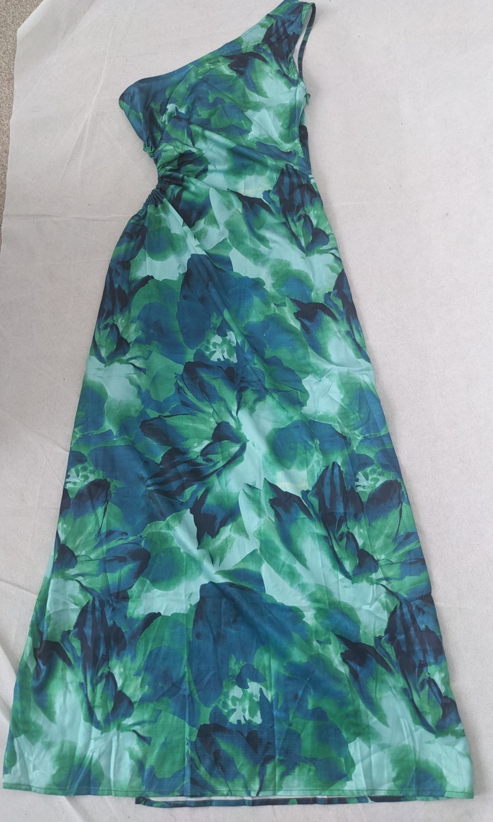 Eco Leaf Pattern Asymmetrical Cut Out Dress Multi Size M Cocktail Party Prom
