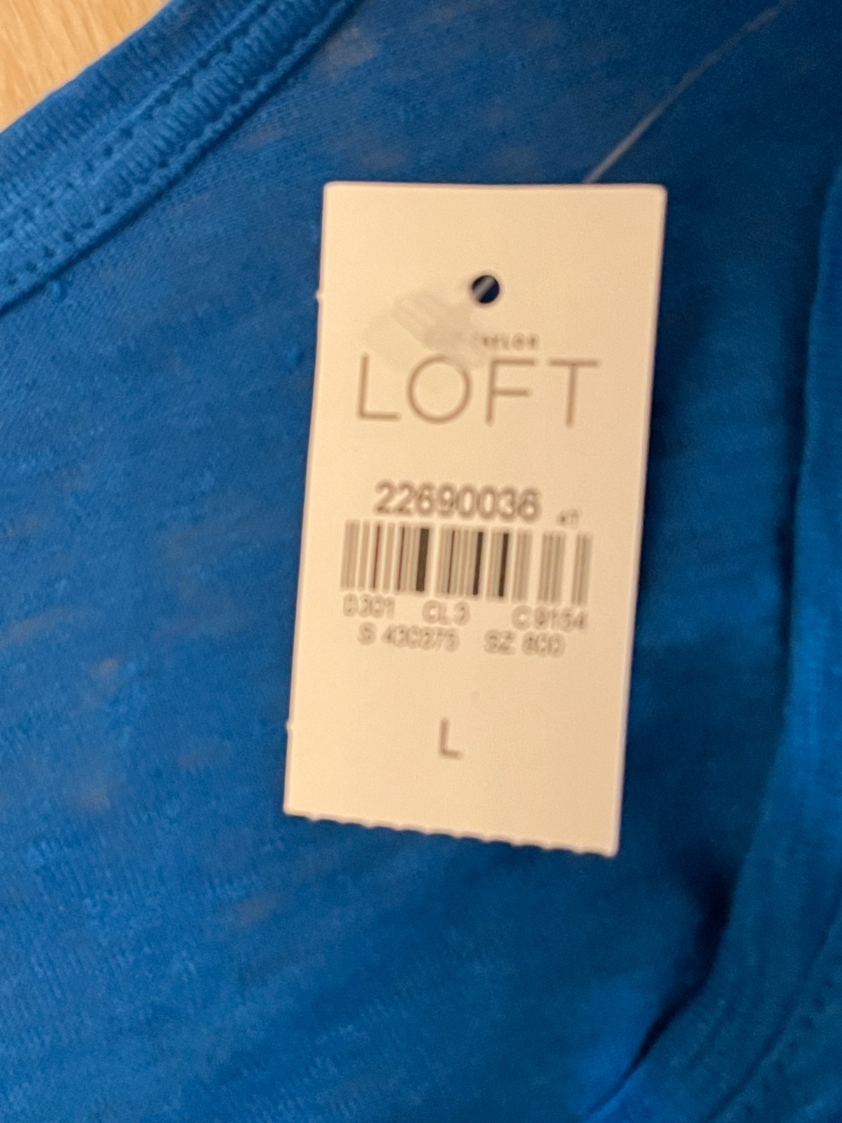 LOFT Short Sleeve Pocket Tee Linen Top-Women’s L-Blue-NWT