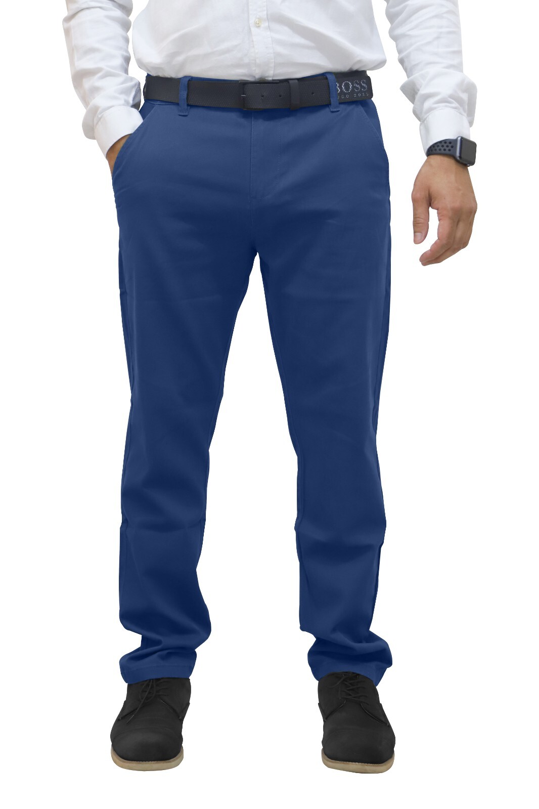 Mens Chino Pants Regular Fit Flat-Front Casual Stretch Relaxed Cotton Trouser