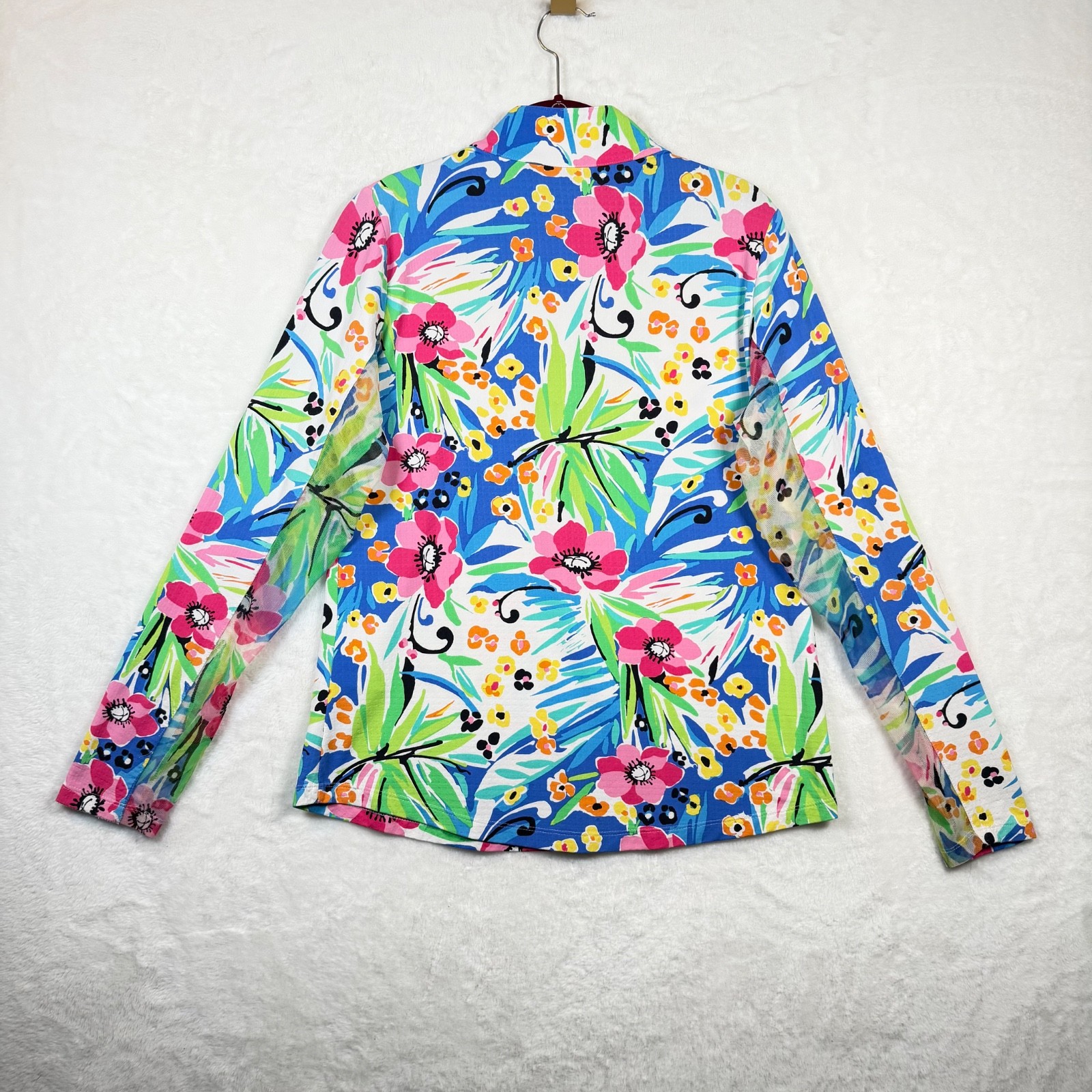 IBKUL 1/4 Zip Golf Top Women’s M Floral Tropical UPF 50+ Cooling Long Sleeve