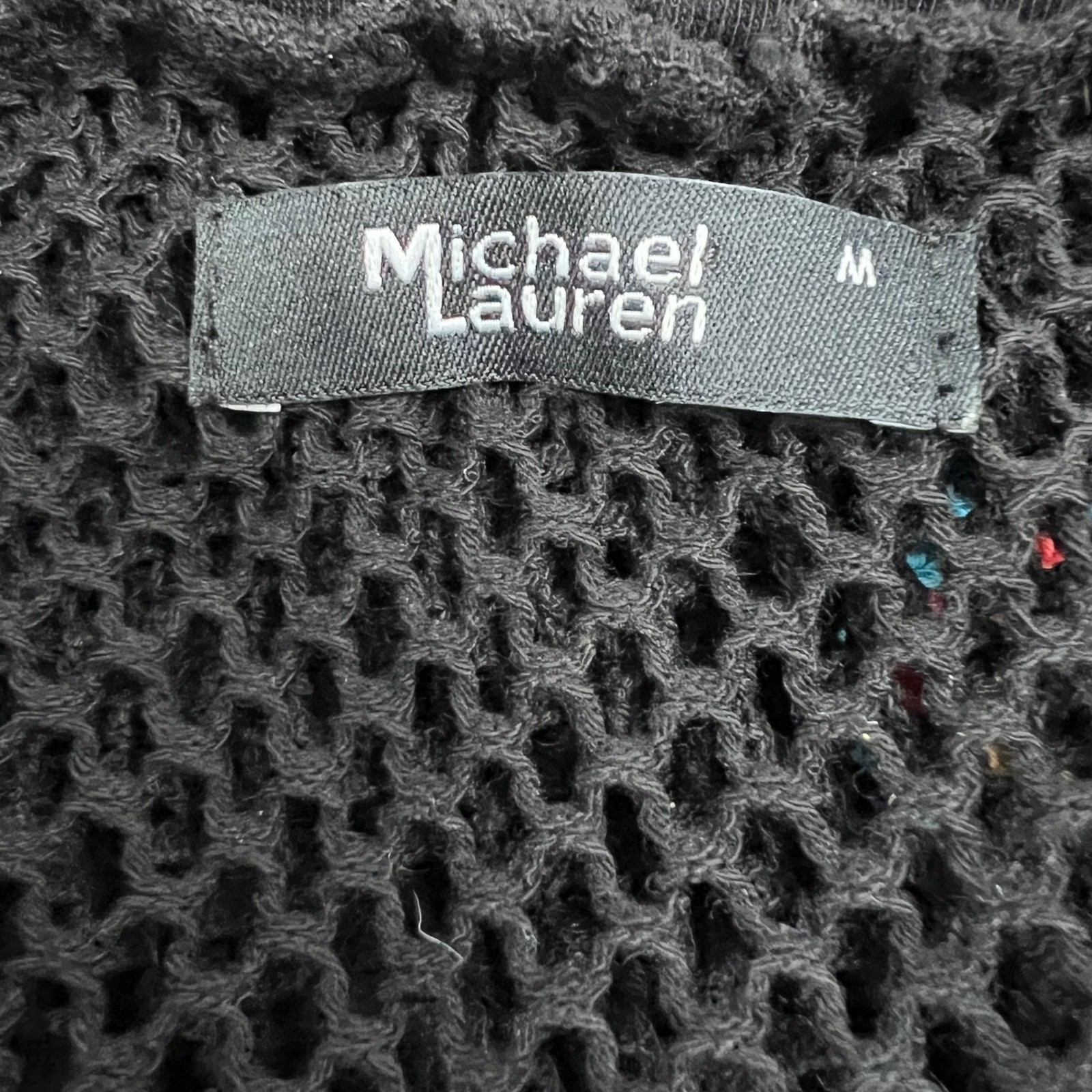 Michael Lauren Medium Crochet Mesh Top Boho Festival Y2K Sheer Knit Floral Indie