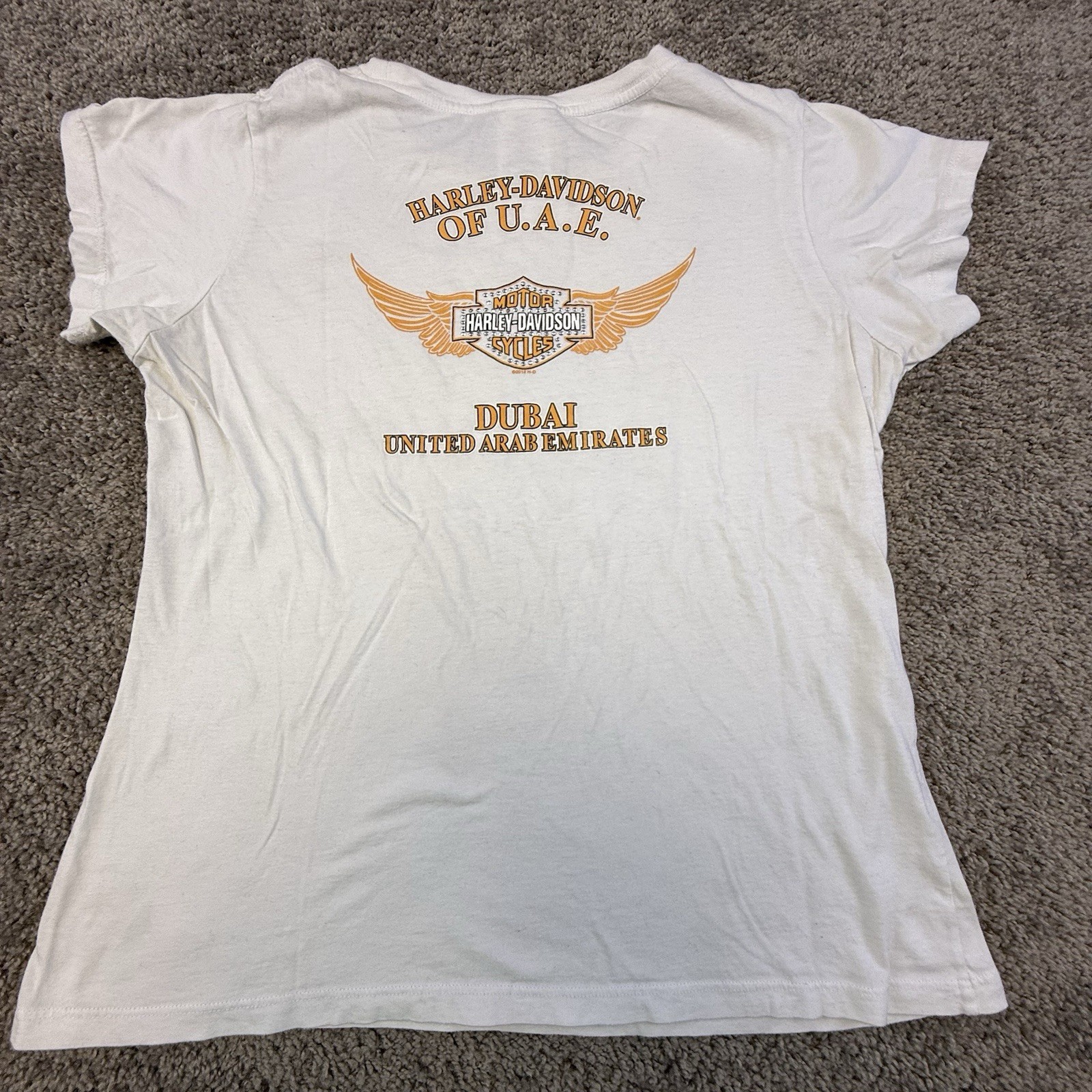 Harley Davidson T-Shirt Womens Large White Rhinestone Dubai United Arab Emirates