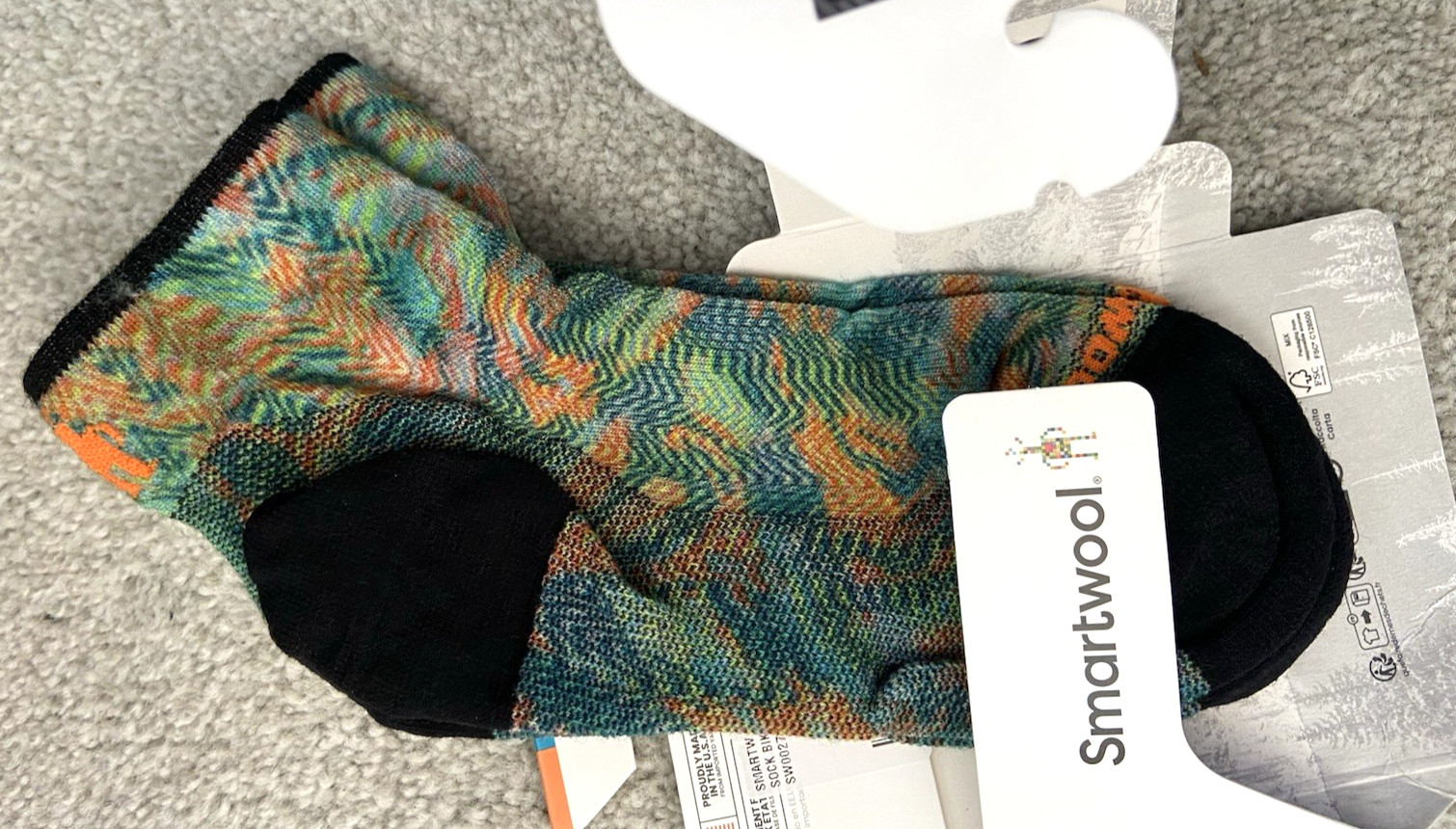 SmartWool Bike Cycle Zero Cushion Jungle Music Print Ankle Socks Size L fits 10+