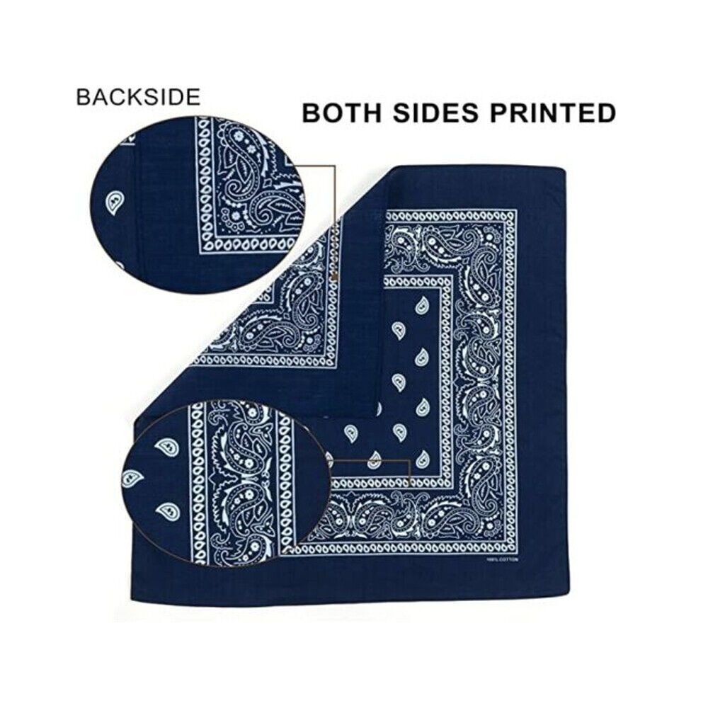 2 Pack Bandana 100% Cotton Paisley Print Double-Sided Scarf Head Neck Face Mask