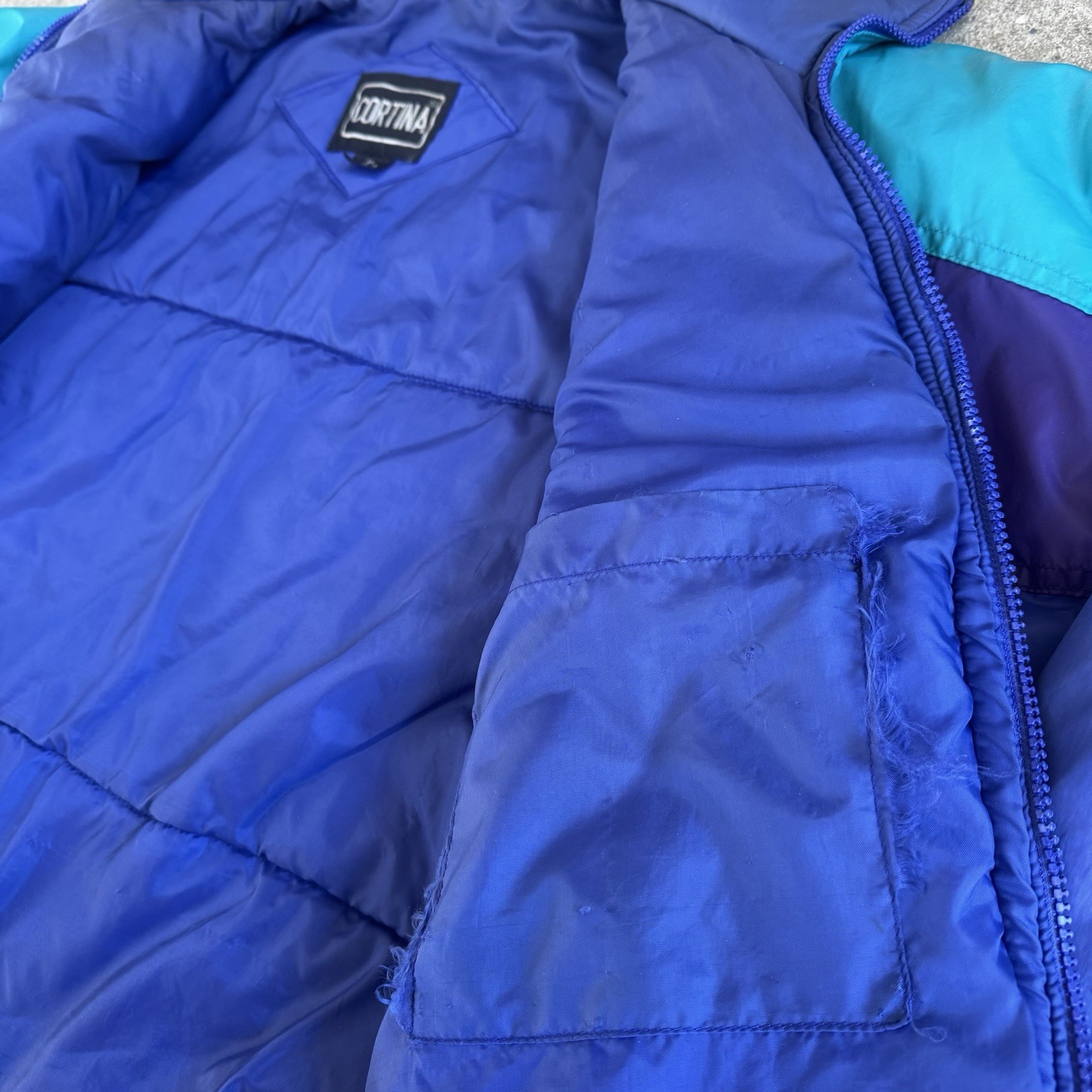 Cortina Puffer Jacket Full Zip Blue Purple Teal – Mena XL