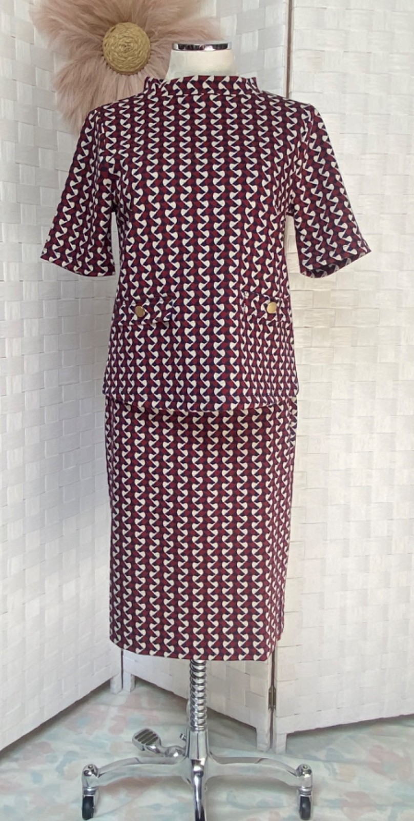 Ann Taylor Factory 2 Piece Geometric Outfit Pocket Top & Skirt Size 6 S FXG