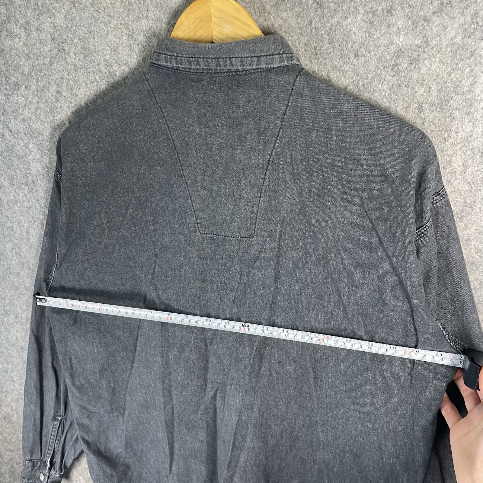 Replay Denim Chore Jacket Mens Large Grey Multicolour Aztec Panel Button Up
