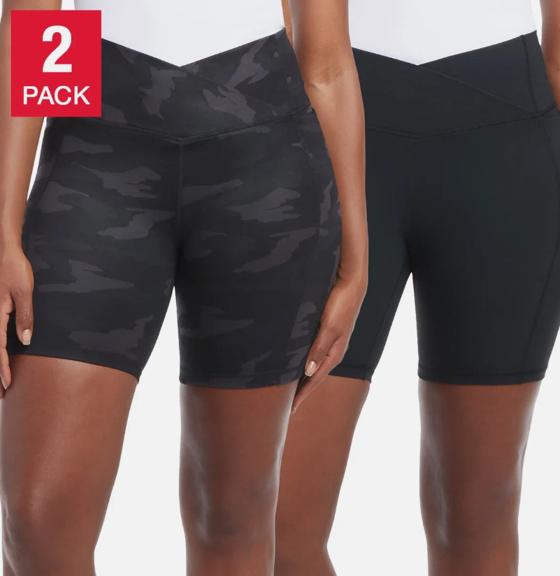 Danskin Women’s Cross Waist Bike Short, 2-pack L