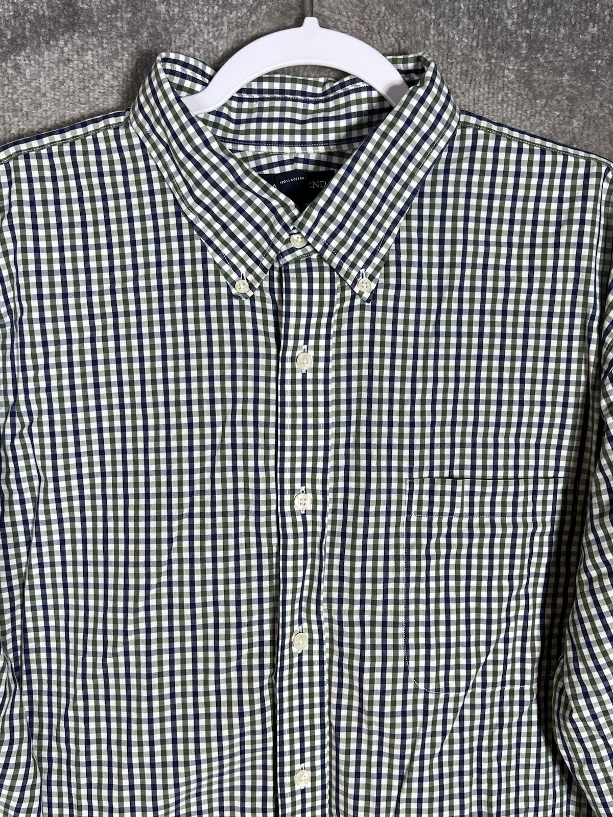 Lands End Traditional Fit Button Down Shirt Mens Size 18.5-35 Blue Green White
