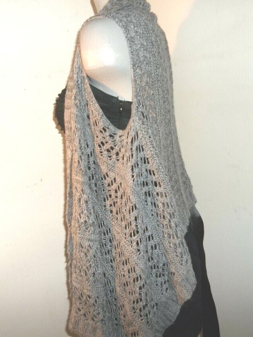 IT’S OUR TIME, Gray Open Front Cardigan, Hi-Lo Hem,  Acrylic Knit, Size Large