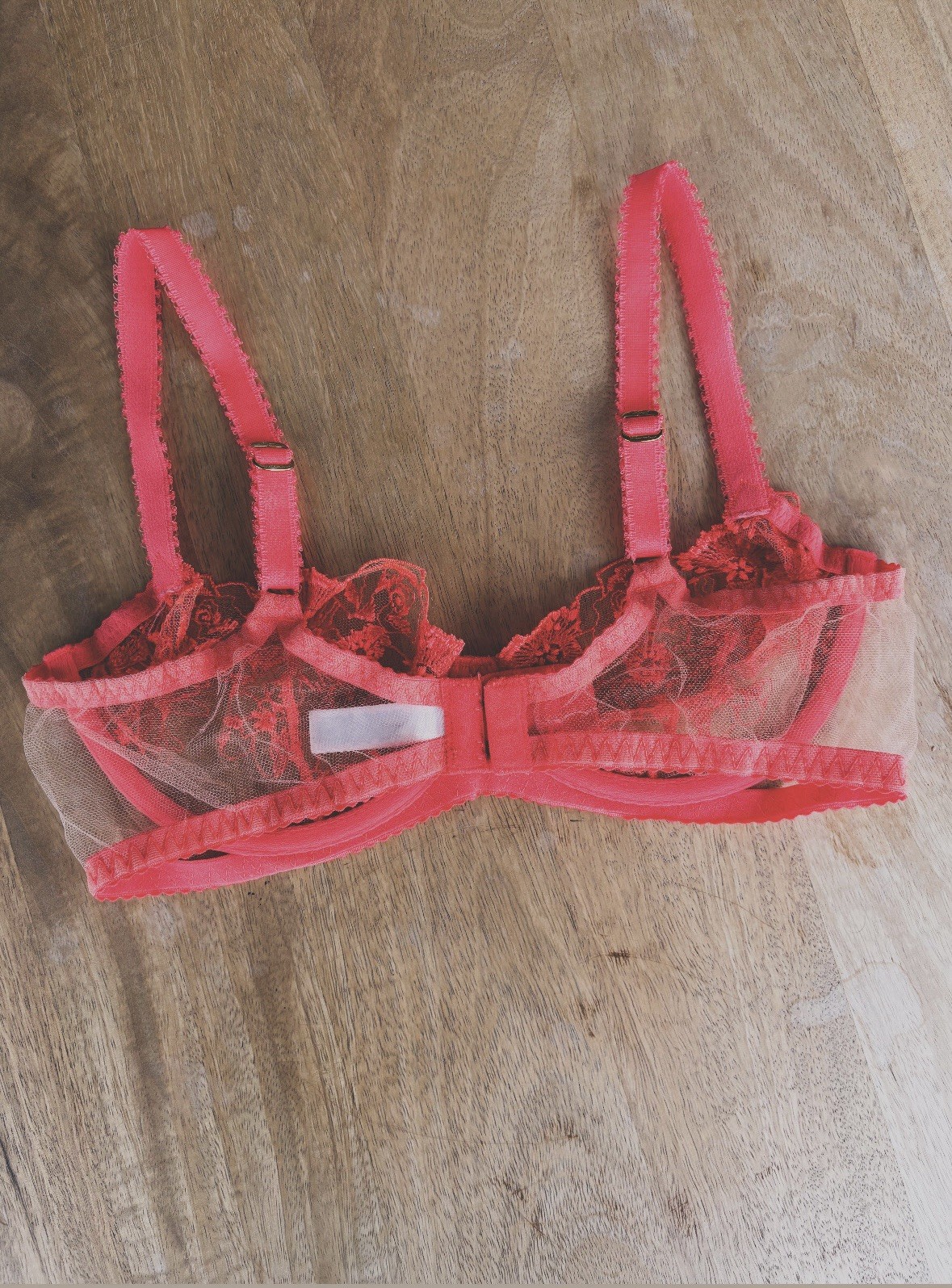 Agent Provocateur Jayce Floral Vibrant Neon Coral Plunge Bra 34D