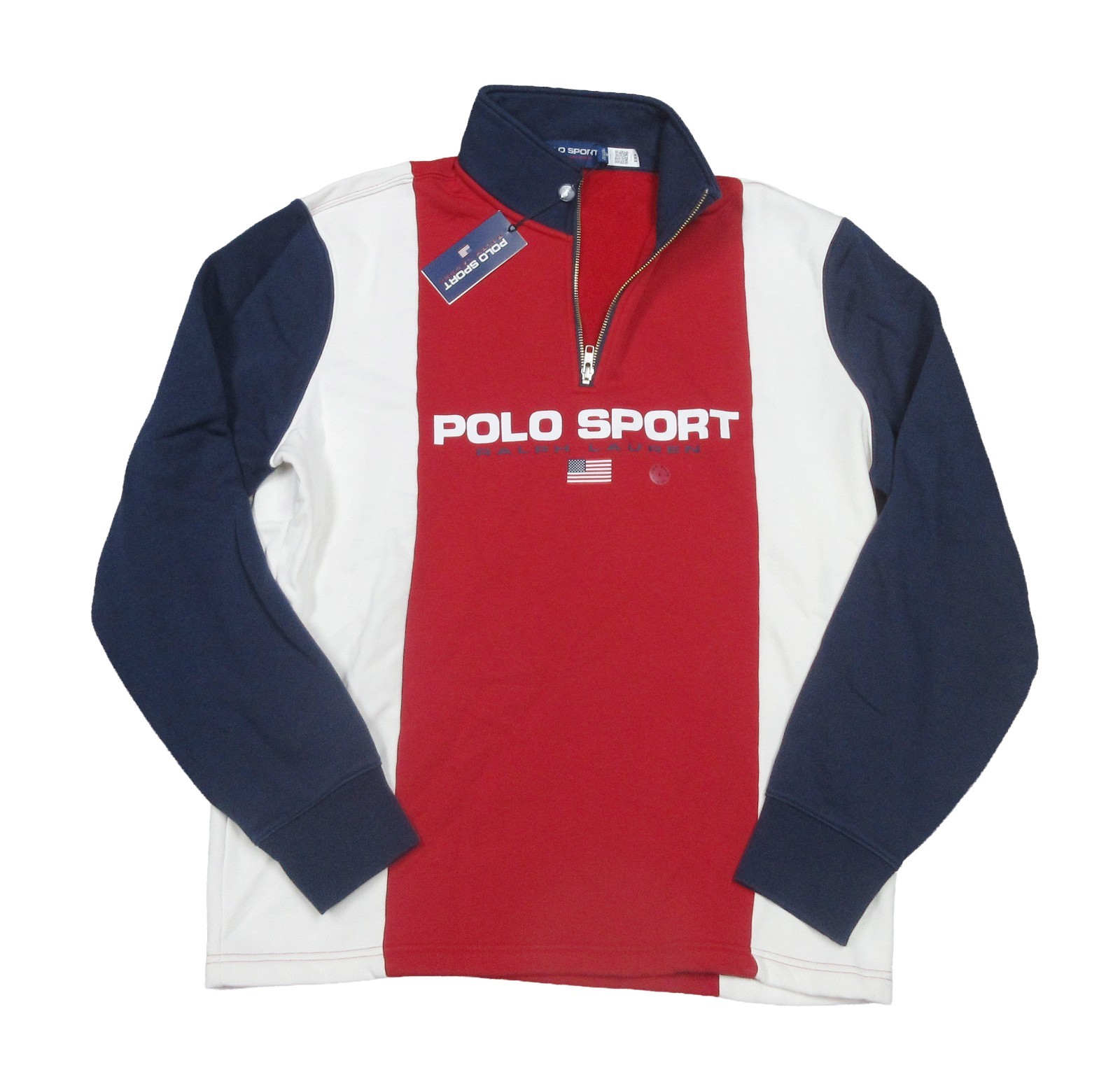 Polo Sport Ralph Lauren Red Multi Logo Colorblock Fleece 1/4 Zip Sweatshirt (L)