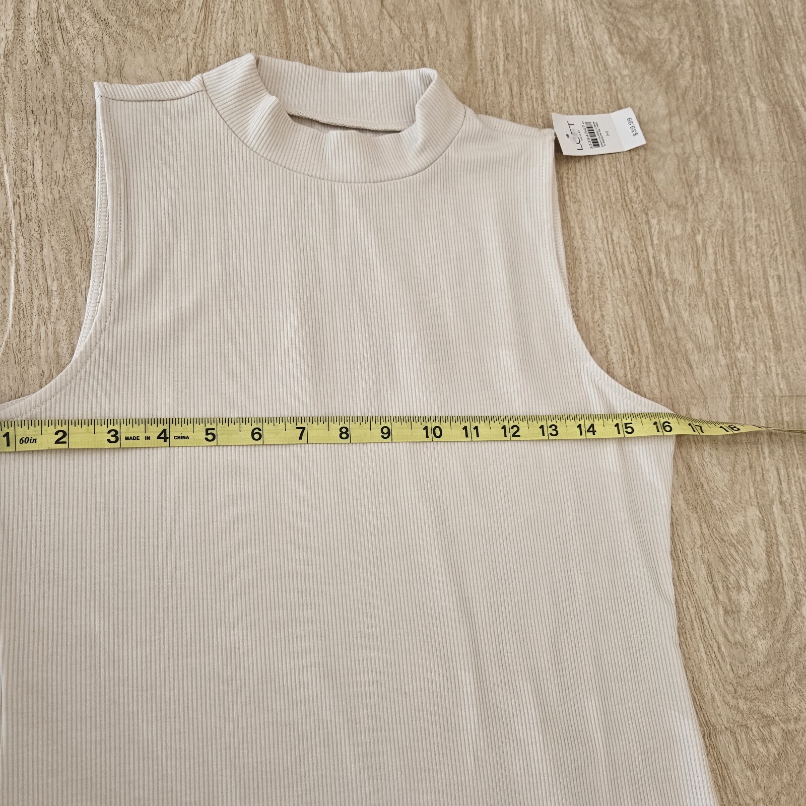 LOFT Outlet Beige Ribbed Knit Mock Neck Sleeveless Tank Top Womens Size M