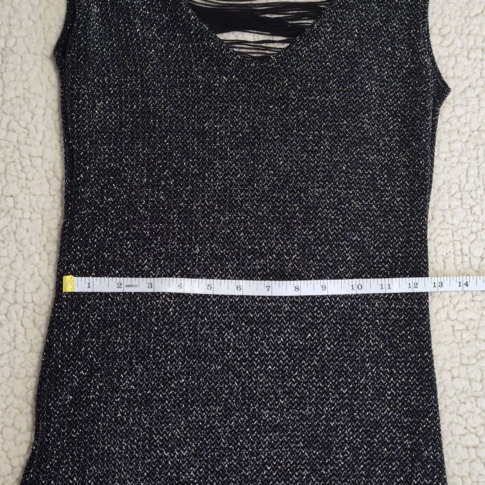 Black Fitted Silver Metallic Threads Dress