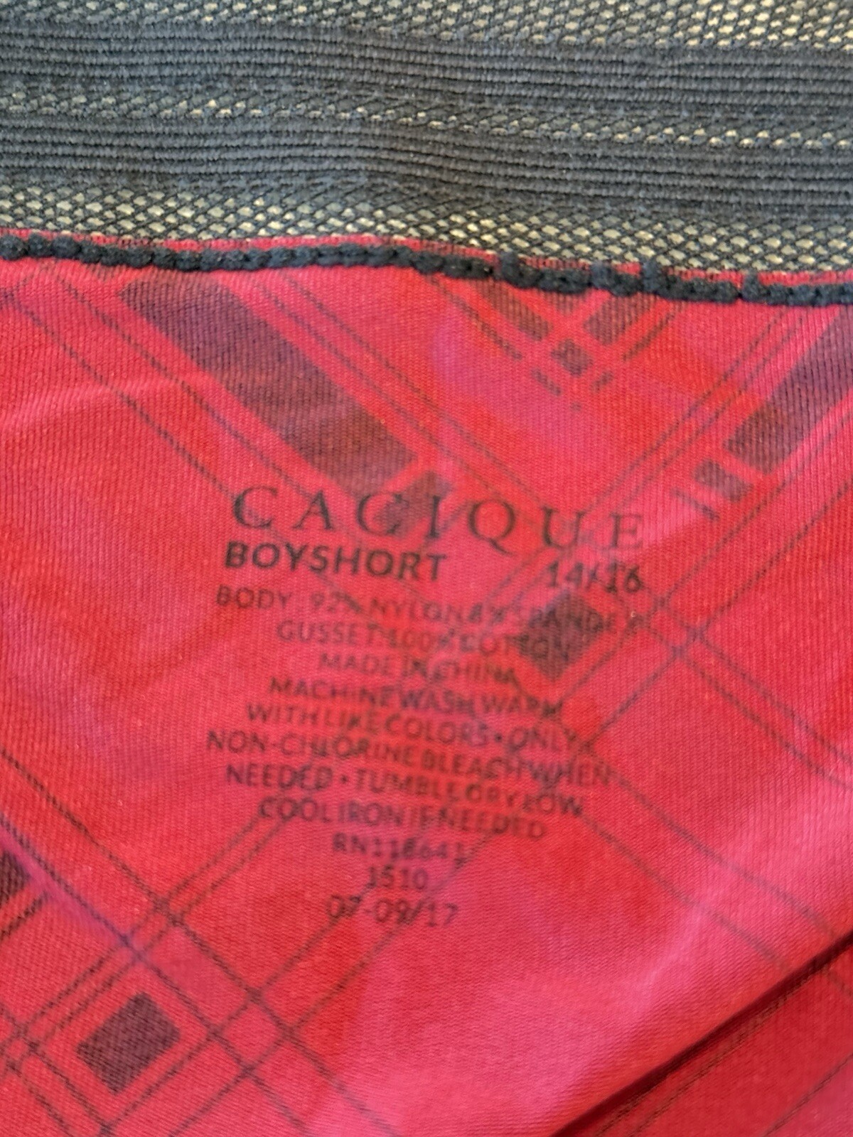 Set 2 Cacique Panties High Cut Lace Berry & Red Black Plaid Boyshort 14 16 XXL