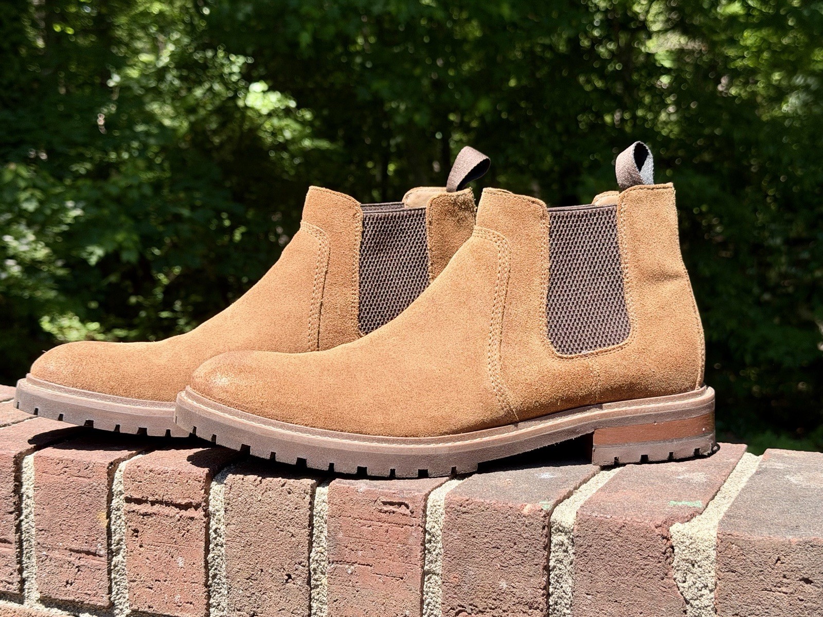 Johnston & Murphy Barrett Chelsea Boots Tan Oiled Suede TRUFOAM Men’s Size 10.5M