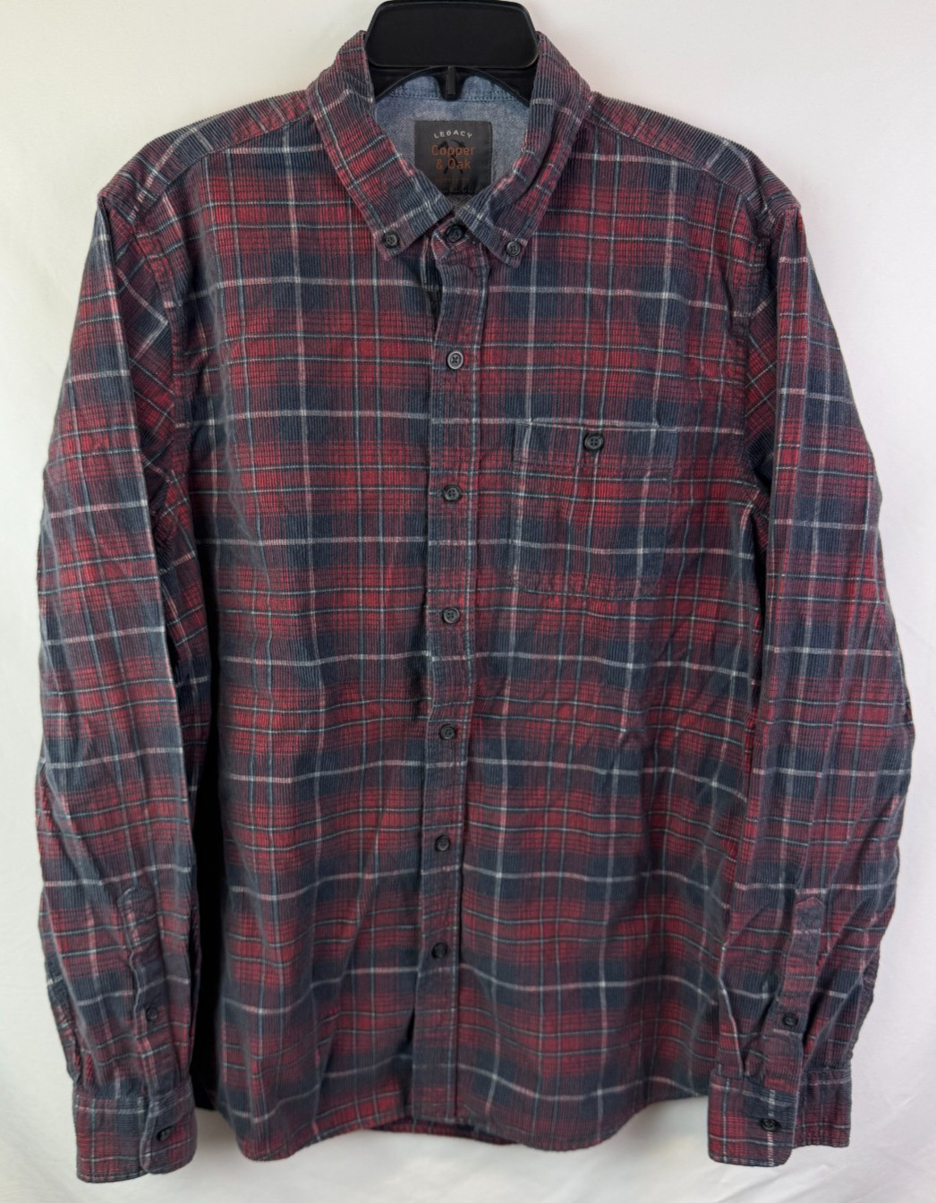 Copper And Oak Red Black Button Down Long Sleeve Shirt Men’s Size Large
